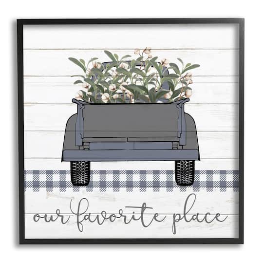 Stupell Industries Favorite Place Truck Wood Texture Blue Word Design Framed Wall Art